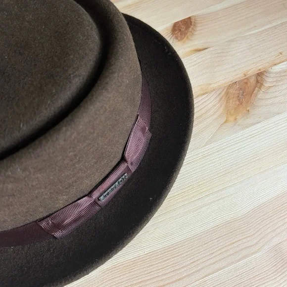 Stetson Cranston Pork Pie Men's Hat in Chocolate Wool Felt Size Medium - Picture 4 of 7
